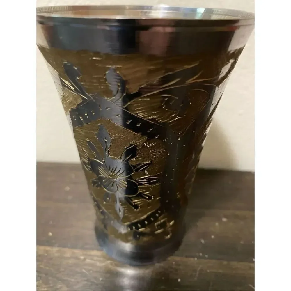Handcrafted silver gold finished brass cup